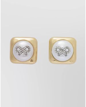 Self-Portrait Square Earrings - Metallic