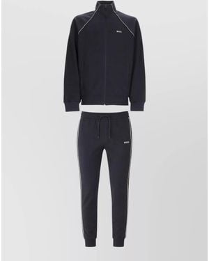 BOSS Logo Knit Tracksuit Set High Collar - Blue