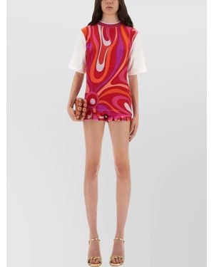 Emilio Pucci T-Shirt With Colorful Iris Print And Crew Neck - Red