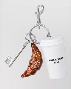 Balenciaga Crystal-Embellished Keyring - White