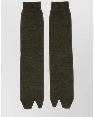 Maison Margiela Ribbed Cuff Split Toe Underwear Socks - Green