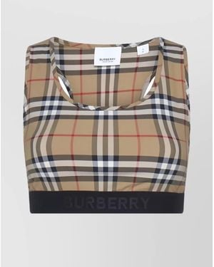 Burberry Vintage Check-Print Active Bra - Gray