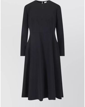 Aspesi Knee Length Dress Flared Skirt Pleated - Black