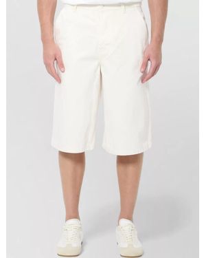Ami Paris Twill Bermuda Shorts Loose Fit Cut - White