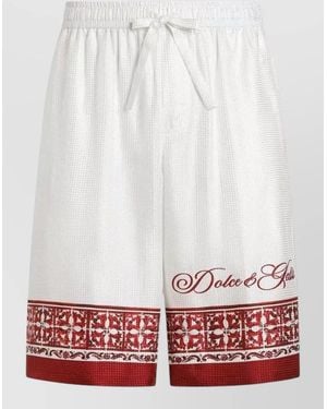 Dolce & Gabbana Majolica Print Jacquard Twill Bermuda Shorts - Red