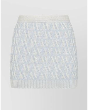 Fendi Silk Cashmere Ribbed Mini Skirt - White