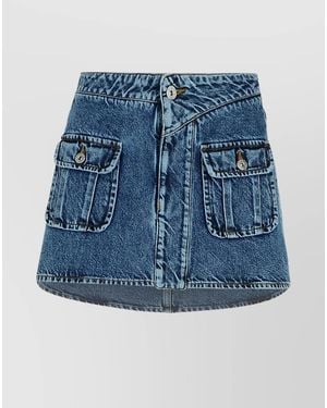JW Anderson Denim Curved-Hem Patch-Pocket Mini Skirt - Blue