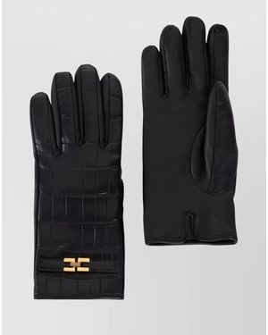 Elisabetta Franchi Leather Gloves - Black