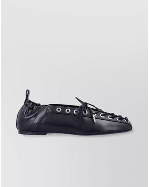 Ganni Lace-Up Ballerina Flats - Blue