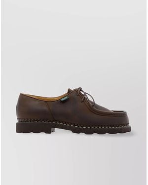 Paraboot Round Toe Stitched Detailing Rubber Sole Lace-Ups - Brown