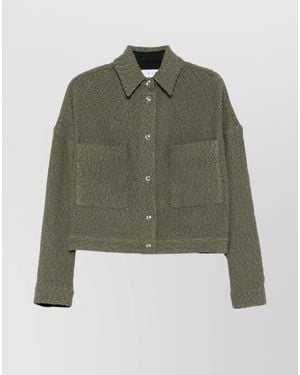 IRO Textured Cotton Cropped Jacket - Green