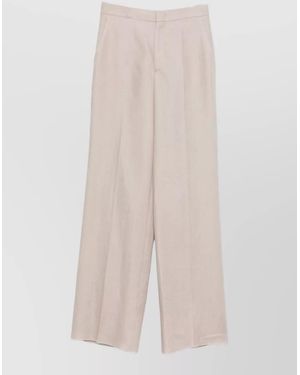 Tagliatore Linen Trousers High Waist Wide Leg - White
