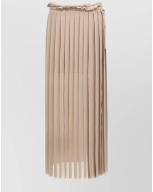 Ami Paris Pleated Maxi Wrap Skirt - Natural