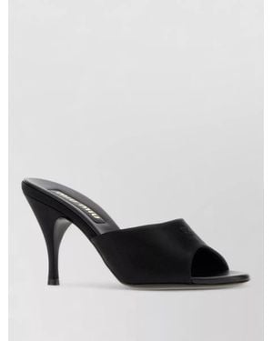 Miu Miu Satin Stiletto Heel Open Toe Mules - Black