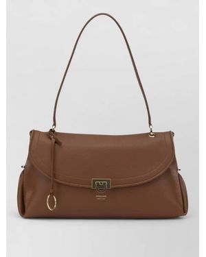 Ferragamo Gancini Leather Clutch Bag - Brown