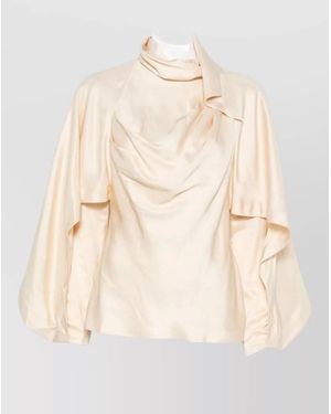 Zimmermann Draped Pussy Bow Long Sleeve Blouse - Natural
