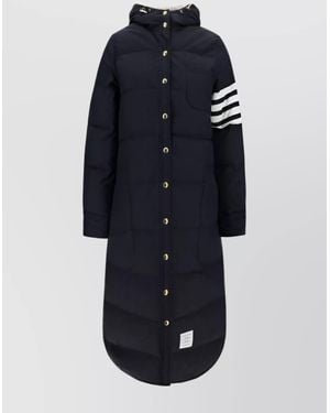 Thom Browne Down Hooded Puffer Coat - Blue