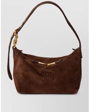 Miu Miu Matelassé Leather Shoulder Bag - Brown