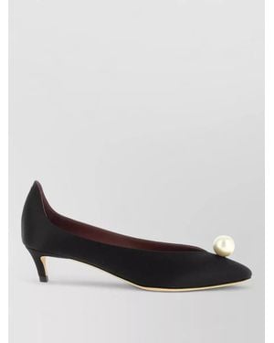 Magda Butrym Silk Satin Pearl Kitten Heel Court Shoes - Multicolour