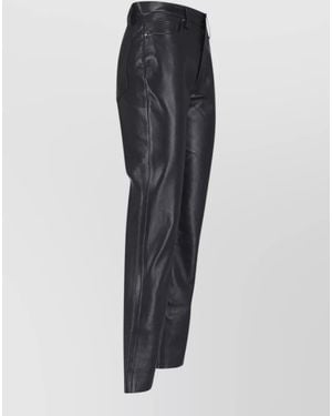 Anine Bing Tailored Straight Pants Belt Loops Pockets - Blue
