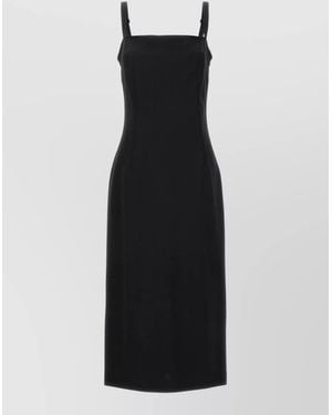 Dolce & Gabbana Milan Stitch Dress Midi Square Neckline - Black