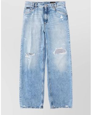 Dolce & Gabbana Cotton Wide-Leg Trousers - Blue
