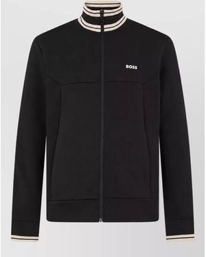 BOSS High Collar Zip Sweatshirt - Black