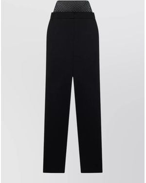 SIMONA CORSELLINI High Rise Pants Embellished Waistband Wide Leg - Blue