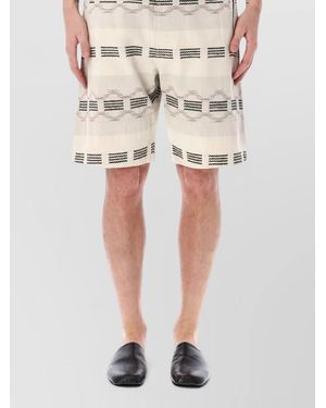 Isabel Marant Jacquard Bermuda Shorts Knee Length Striped - Natural
