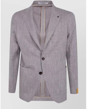 Tagliatore Montecarlo Single Breasted Herringbone Jacket - Purple
