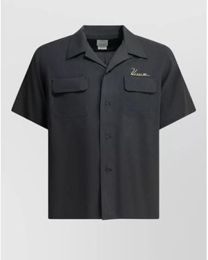 Visvim Judd Casual Shirt Short Sleeve Pockets Collar - Black
