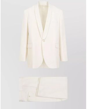 Celine Wool Suit With Belt Loops And Padded Shoulders - White
