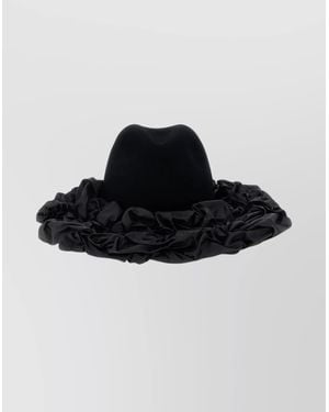 Comme des Garçons Hizume Collaboration Hat Ruffled Trim - Black
