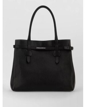 DSquared² Twin Leather Shopping Bag Structured Shape - Black