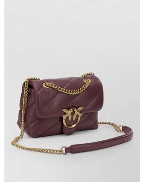 Pinko Quilted Chain Strap Crossbody Clutch Bag - Brown