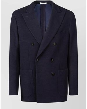 Boglioli Double Breasted Blazer Notch Lapels Buttons - Blue