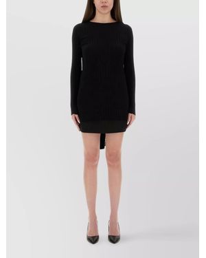 Moschino Knitwear With Bow Detail And Ribbed Texture - Black