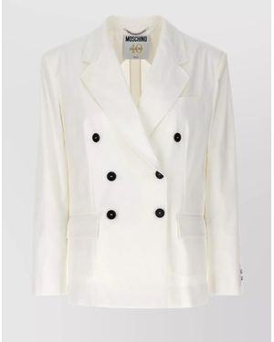 Moschino Double-Breasted Blazer With Buttoned Cuffs - Natural