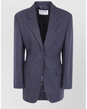 Filippa K Pinstripe Wool Blazer - Blue