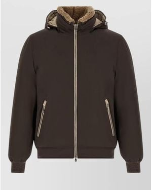 Brunello Cucinelli Hooded Down Jacket Stretch Nylon - Gray