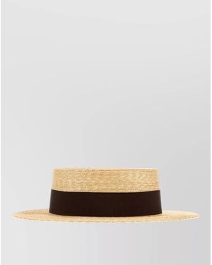 Borsalino Magiostrina Straw Hat Grosgrain Ribbon Wide Brim - Multicolor