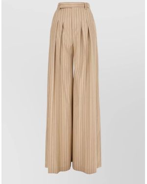 LE SULLY STUDIO Embroidered Stretch Polyester Blend Tailored Pants - Natural