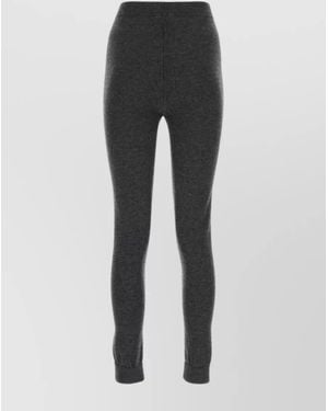 Saint Laurent Cashmere High-Rise Leggings - Gray