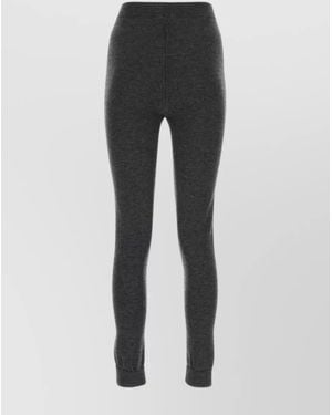 Saint Laurent Cashmere High-Rise Leggings - Gray