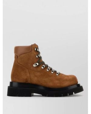 Bottega Veneta Suede Leather Lug Ankle Boots - Brown