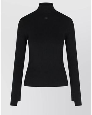 Courreges Turtleneck Knitted Top - Black