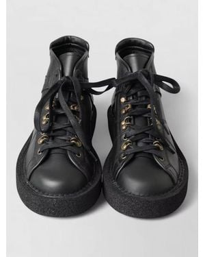 Dolce & Gabbana Leather Stretch Slip On High Top Trainers - Black