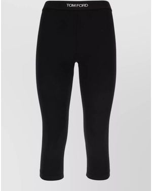 Tom Ford Stretch Modal Cropped Length Leggings Trousers - Black