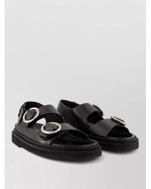 Ami Paris Fussbet Leather Sandals Flat Sole - Black