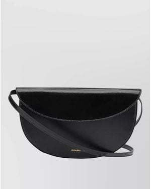 Jil Sander Curve Wallet Adjustable Strap Smooth Finish - Black
